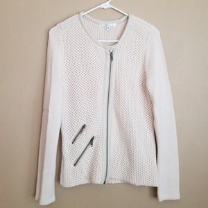 NWOT Cream moto zip sweater